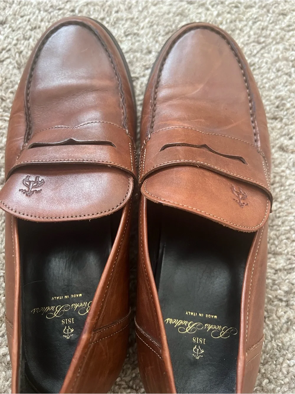 Brooks Brothers Cognac Brown Leather Penny Loafers - Men